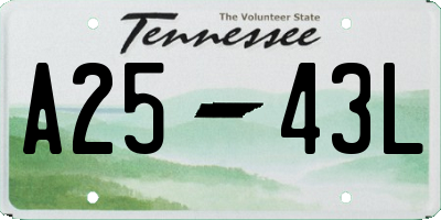 TN license plate A2543L