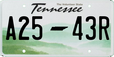 TN license plate A2543R