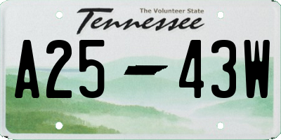 TN license plate A2543W