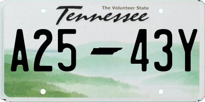 TN license plate A2543Y