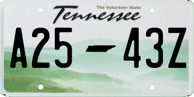 TN license plate A2543Z