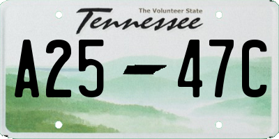 TN license plate A2547C