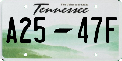 TN license plate A2547F