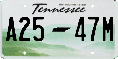 TN license plate A2547M