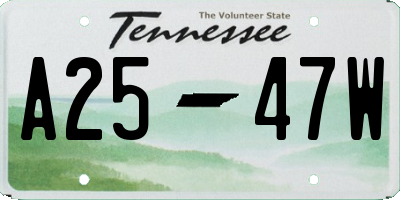 TN license plate A2547W