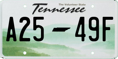 TN license plate A2549F