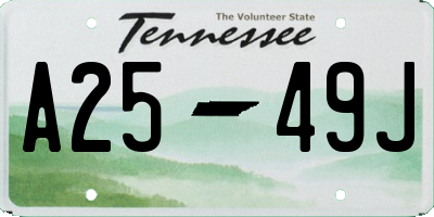 TN license plate A2549J