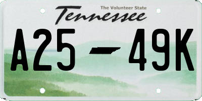 TN license plate A2549K