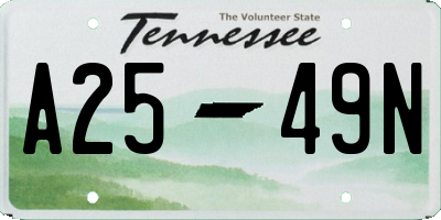 TN license plate A2549N
