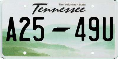 TN license plate A2549U