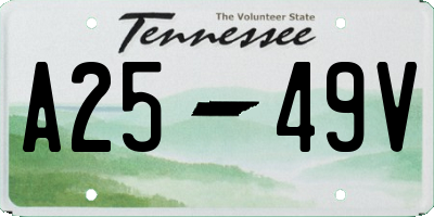 TN license plate A2549V