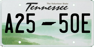 TN license plate A2550E