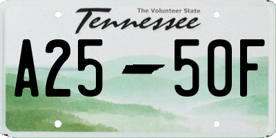 TN license plate A2550F