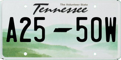 TN license plate A2550W