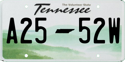 TN license plate A2552W
