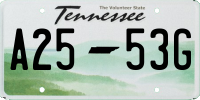 TN license plate A2553G