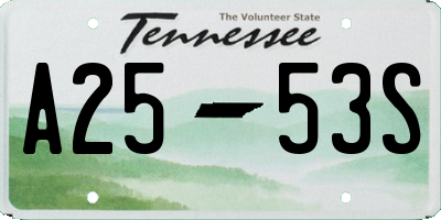 TN license plate A2553S
