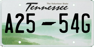 TN license plate A2554G