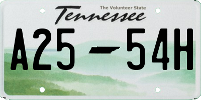 TN license plate A2554H