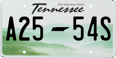 TN license plate A2554S