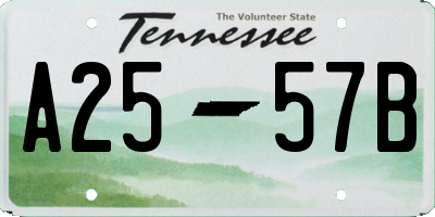 TN license plate A2557B