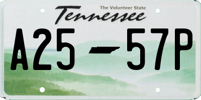 TN license plate A2557P