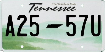 TN license plate A2557U