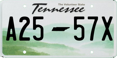 TN license plate A2557X