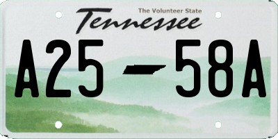 TN license plate A2558A