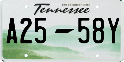 TN license plate A2558Y