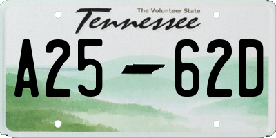 TN license plate A2562D