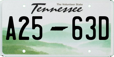 TN license plate A2563D