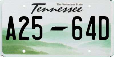 TN license plate A2564D