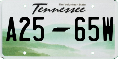 TN license plate A2565W