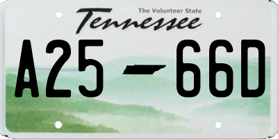 TN license plate A2566D