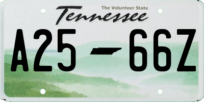 TN license plate A2566Z