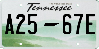 TN license plate A2567E