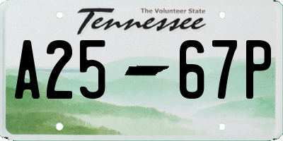 TN license plate A2567P