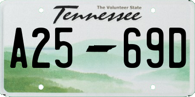TN license plate A2569D