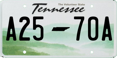 TN license plate A2570A