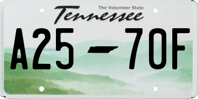 TN license plate A2570F
