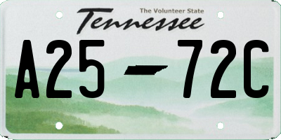 TN license plate A2572C