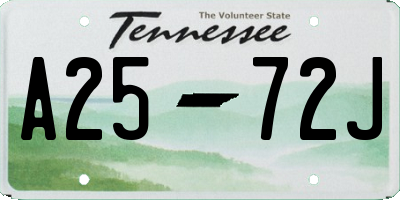 TN license plate A2572J