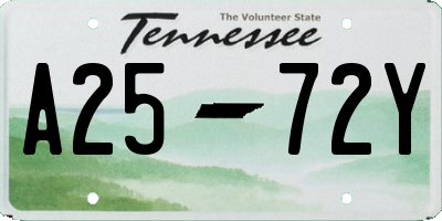 TN license plate A2572Y