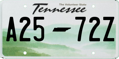 TN license plate A2572Z