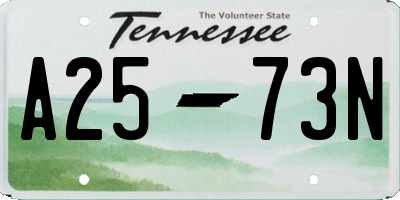 TN license plate A2573N