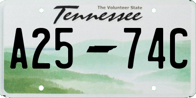 TN license plate A2574C