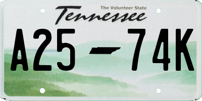 TN license plate A2574K