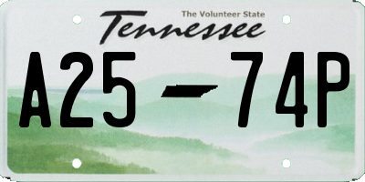 TN license plate A2574P