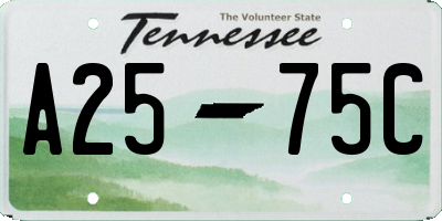 TN license plate A2575C